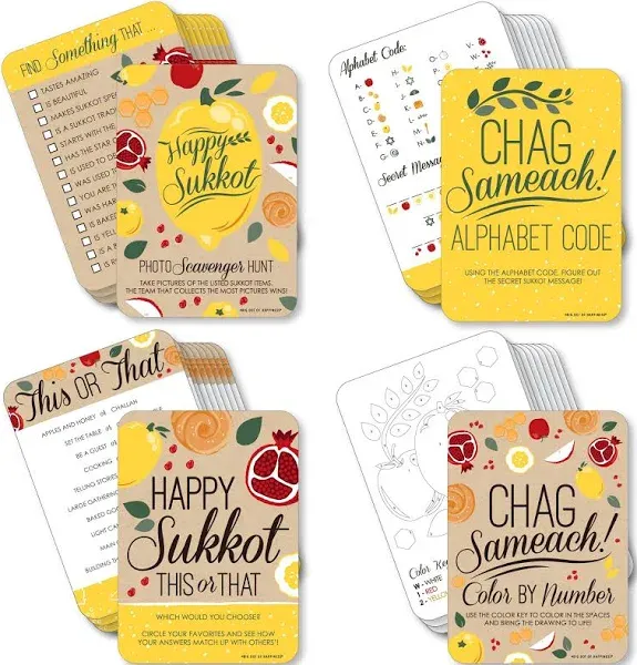 Big Dot of Happiness 4 Sukkah Jewish Holiday Games 10 Cards Each Gamerific Bundle