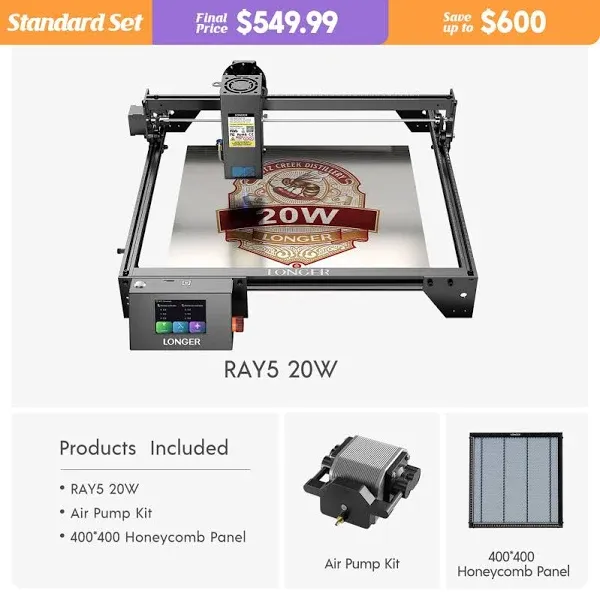 Longer RAY5 20W Laser Engraver Bundle - LONGER