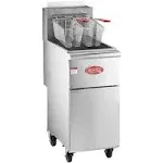 Avantco FF50 Natural Gas 50 lb. Stainless Steel Floor Fryer - 120,000 BTU