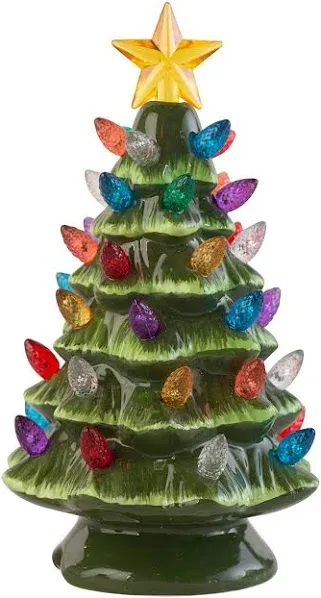 Green Ceramic Christmas Tree with Multi-Color Lights 8 x 5 x 4 inch Hobby Lobby