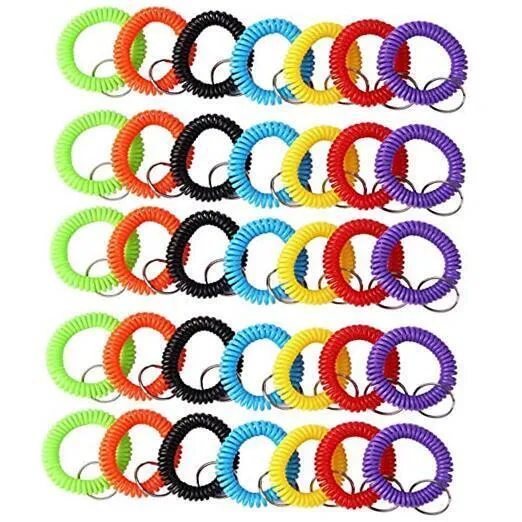 Arroyner 70 Pcs Stretchy Spiral Keychain Bracelet