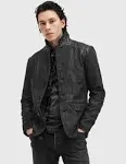 AllSaints Gray Survey Double Layered Leather Blazer for men