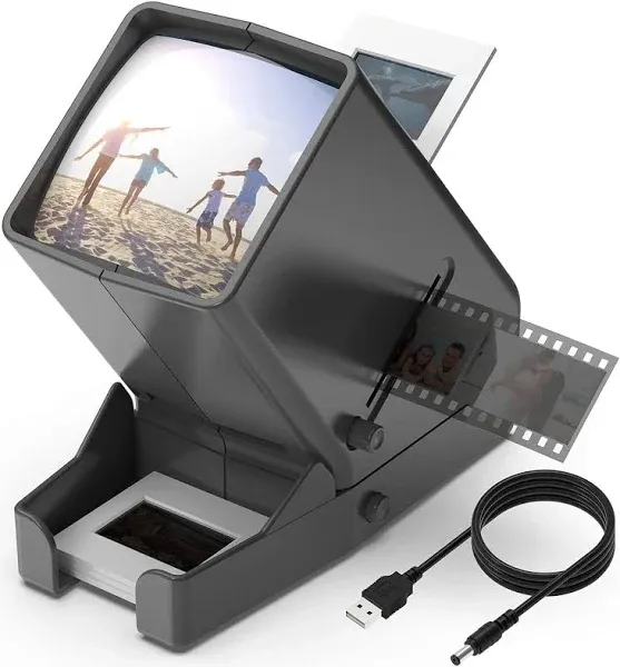 Digitnow 35mm Slide Viewer, 3X Magnification and Desk Top LED Lighted Illuminated Viewing and Battery Operation-for 35mm Slides & Positive Film Negat