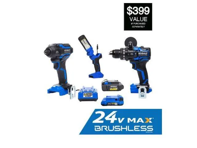 Kobalt XTR 3-Tool 24-volt Max Brushless Power Tool Combo Kit with Hard