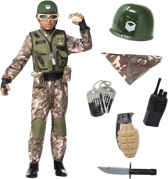  Kids Army Special Forces Costume, Camo Trooper Costume Medium (8-10 yrs)