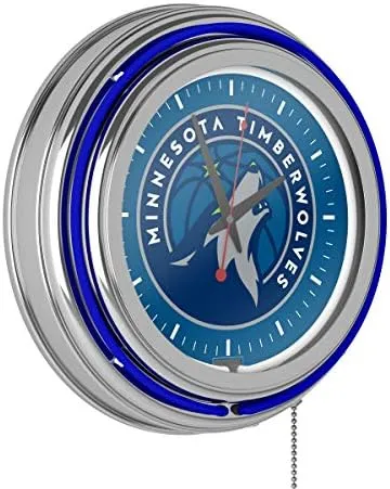 Trademark Global NBA Minnesota Timberwolves Double Ring Neon Wall Clock