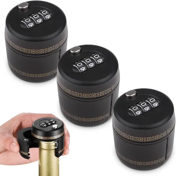 3 Pcs Wine Bottle Lock Cap 1-1.1in Soda Lock Cap Liquor Bottle Locking Caps