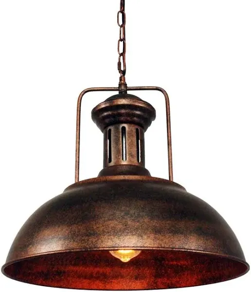 Lingkai 16.14" Farmhouse Pendant Light Rustic Vintage Hanging Light Fixture Barn Dome Lampshade Ceiling Mount Lamp for Kitchen Island Dining Room