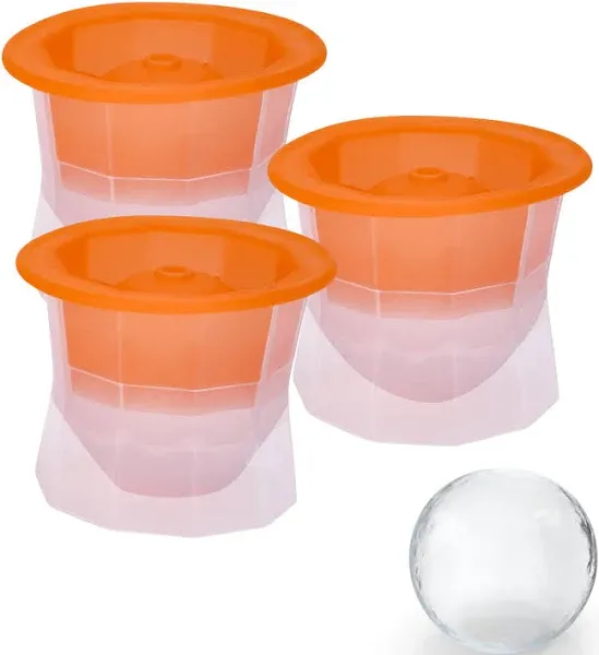 Regal Trunk &amp; Co. Set of 3 Ice Ball Molds - 3.3x3.3x2.6 inch, Orange 