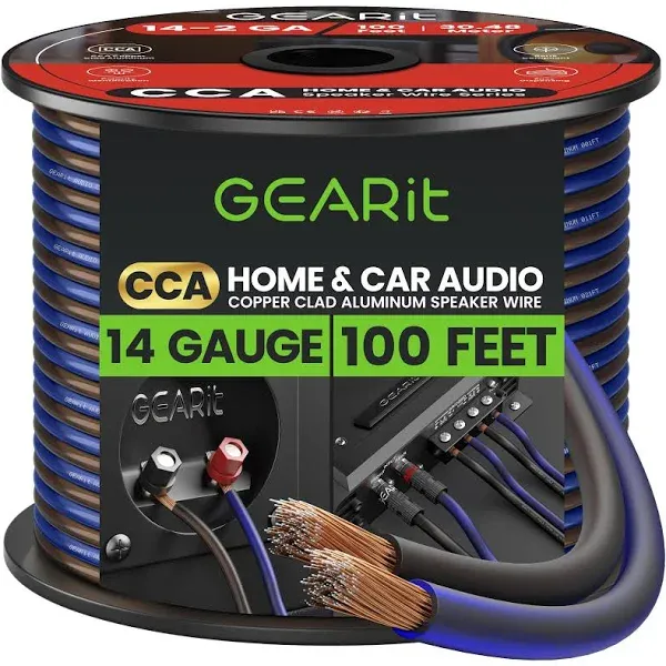 GearIT 14awg Speaker Wire, Pro Series 14 Gauge Speaker Wire Cable Great Use for Home Theater Speakers and Car Speakers