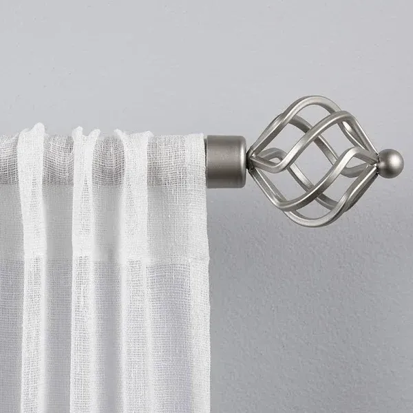 Exclusive Home Torch 1&#034; Curtain Rod and Coordinating Finial Set, Matte Silver...