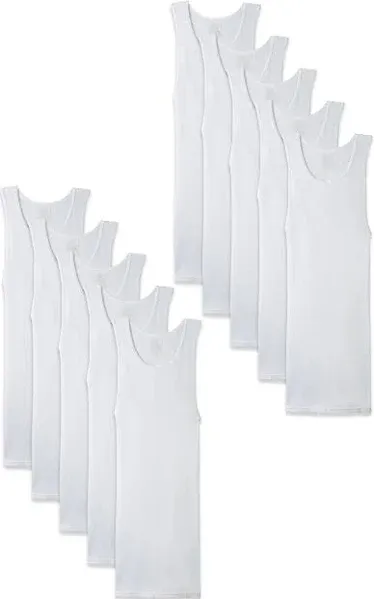 3 Pack Men&#039;s White 100% Cotton Tank Top A-Shirt Ribbed Undershirt Size:S-2XL