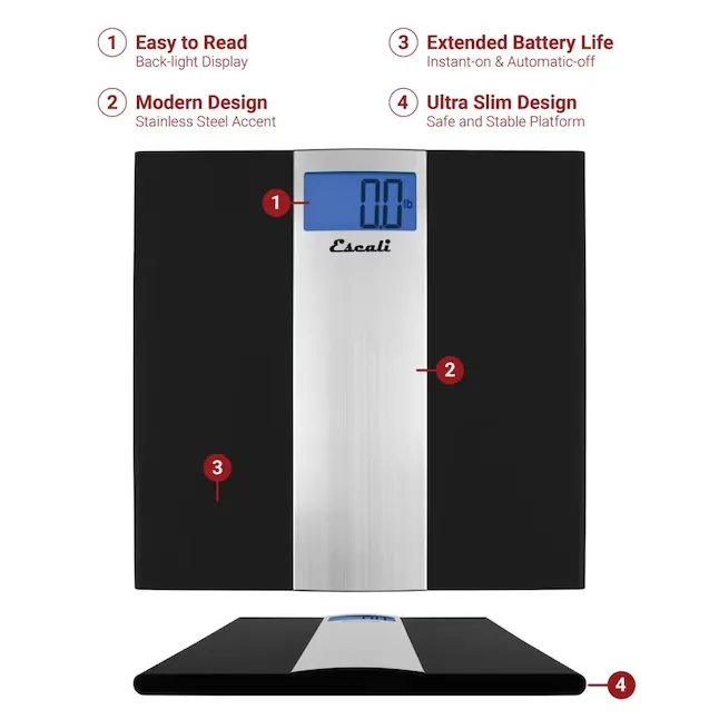 Escali Ultra Slim Bathroom Scale US180B