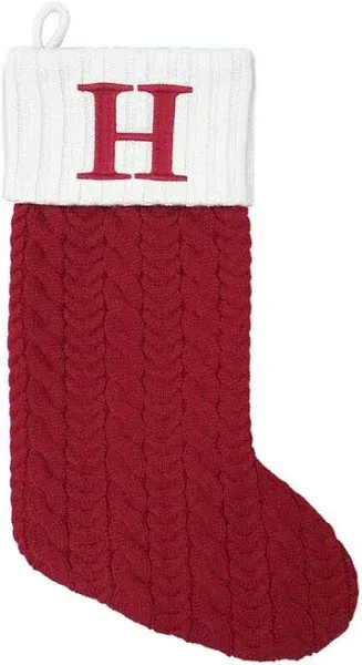 St. Nicholas Square® Large 21″ Red Knit Monogram Stocking