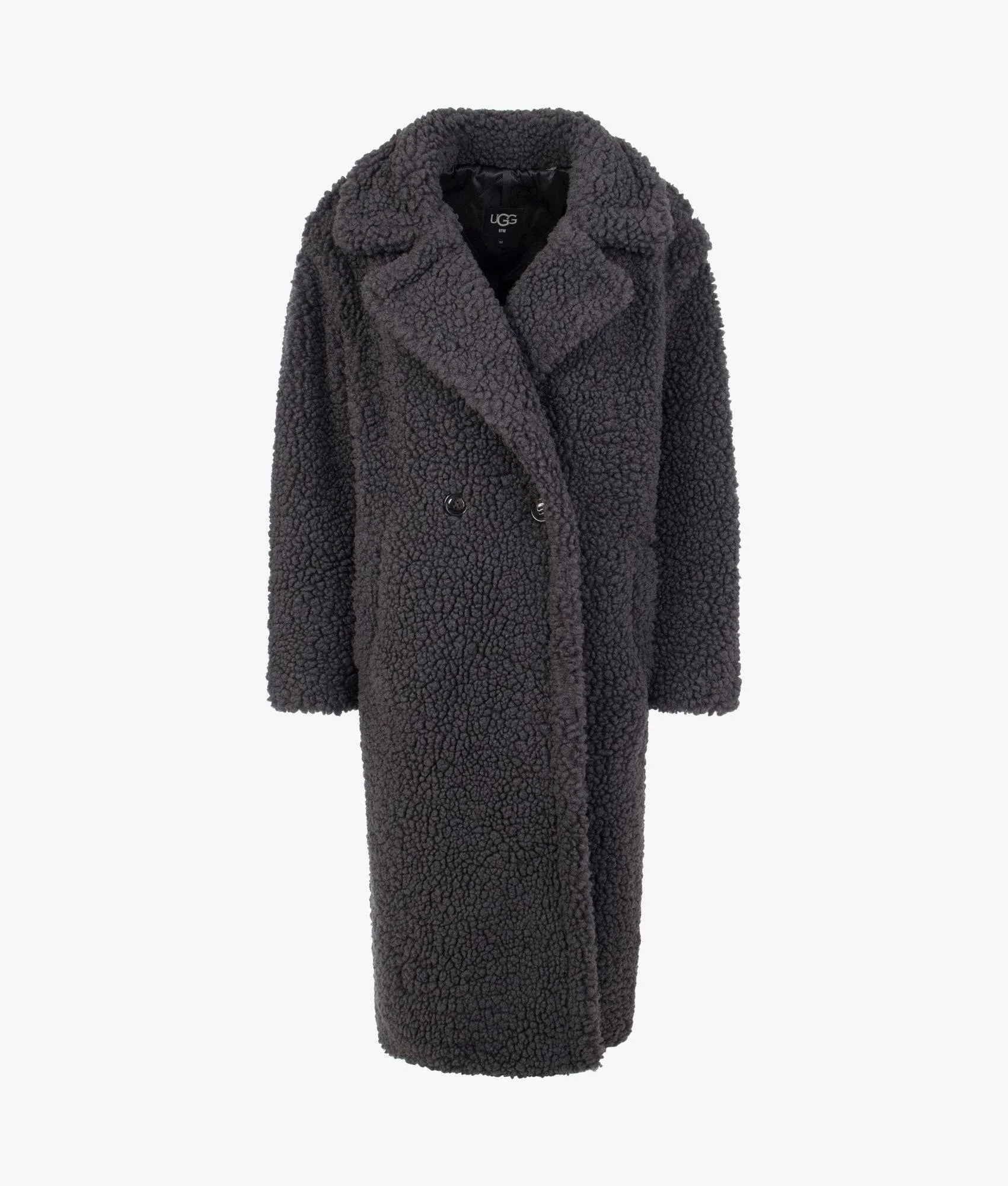 UGG Gertrude Long Teddy Coat - Black - Size L - Women