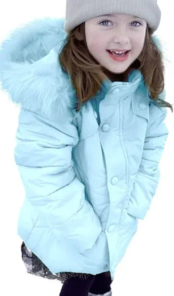 Miss Bei Girls' Puffer Down Coat Winter Fur Jacket Parka Down Coat Kids with Fur Hood