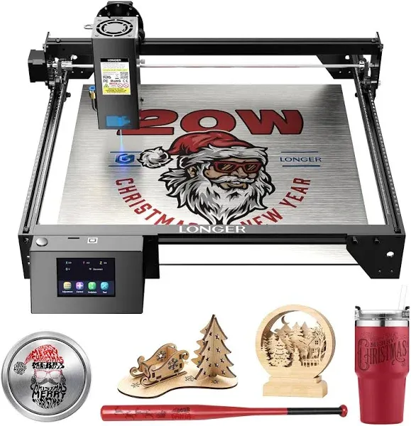 Longer RAY5 20W Laser Engraver Machine, Exclusive 3.5&quot; Touch Screen for DIY, Cutting Tool for Metal Coloring, Acrylic, Wood, Glass, Leather. Laser Class 2