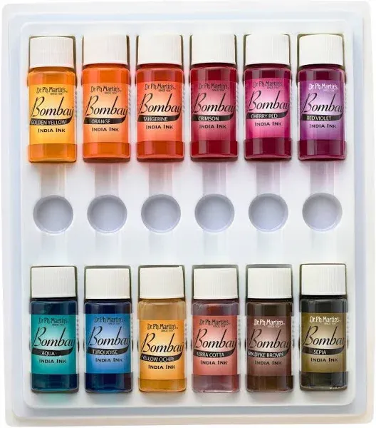 Bombay India Ink, 0.5 oz, Set 2 Colors