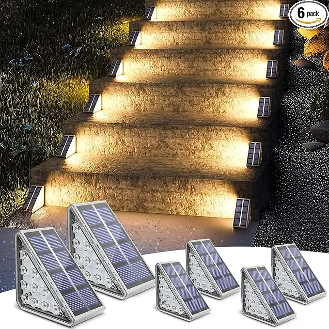  Solar Step Lights for Outside,Solar Stair Lights Outdoor 8 Pack Warm White