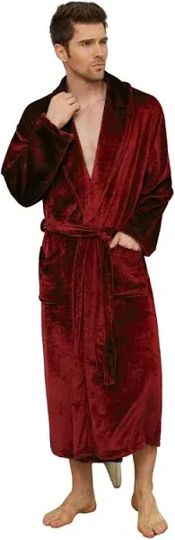 U2SKIIN Mens Fleece Robe Plush Collar Shawl Bathrobe