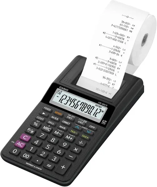 CASIO HR-8RC-BK Printing Calculator  (12 Digit) + FREE DELIVERY