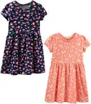 Simple Joys by Carter's Girls' Short-Sleeve and Sleeveless Dress Sets, Pack of 2, Floral/Butterfly, 3T