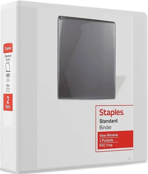 Staples Standard 2 inch 3-Ring View Binders 55411CT/26444CT