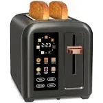 SEEDEEM Toaster 2 Slice, Touch Control Stainless Toaster LCD Display, 50% Faster Heating Speed, 1.4'' Wide Slots, More Timer Functions, Removable