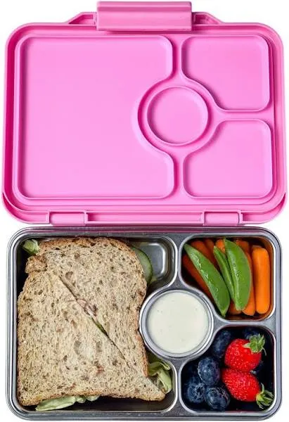 Yumbox Prêt Stainless Steel Leakproof Bento Lunch Box, Sandwich Friendly, Food Safe, Compact, Lightweight, Perfect for Kids Lunch, Adult Lunch, Portion Control and Food Prep (Versailles Pink)