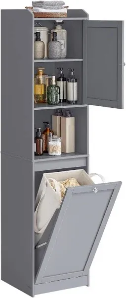 VASAGLE Tall Bathroom Cabinet with Laundry Basket