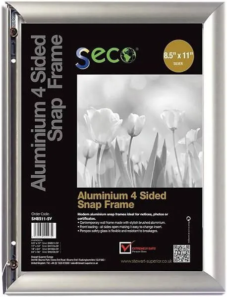 Seco 8.5 x 11 Metal Poster Frame SN8511-SV