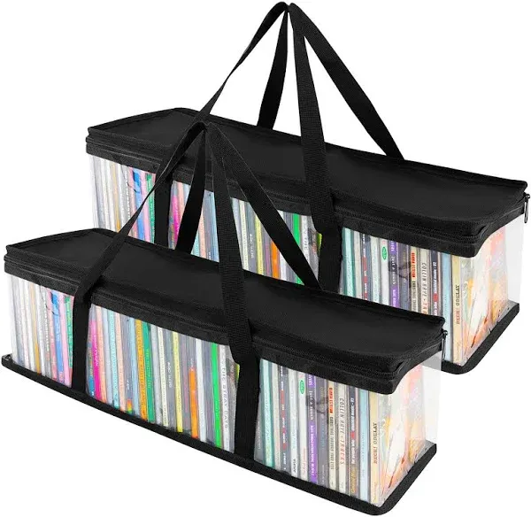 CD Storage Bags (2 Pack) - Transparent PVC Media Storage - Water Resistant CD Ho