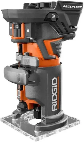 RIDGID 18V OCTANE Brushless Cordless Compact Fixed Base Router with 1/4 Bit and Bases and