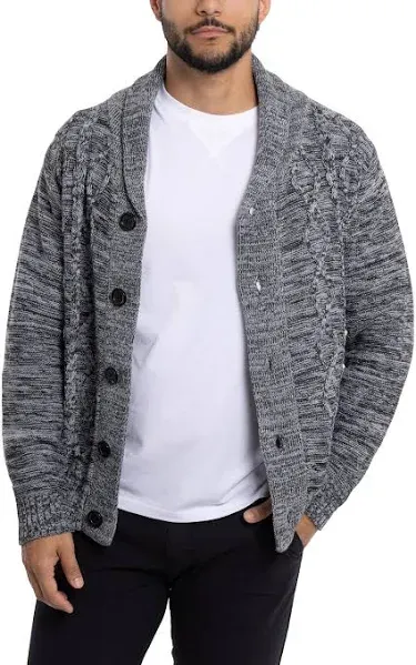 XRAY Jeans Mens L Cardigan Sweater Charcoal Gray Button Front Grandpa Preppy