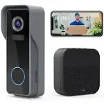 ZUMIMALL Doorbell Camera Wireless 2K FHD, Video Doorbell with Chime, 2 Way Audio, Voice Changer, 30s Voice Message, Anti-Theft Siren, AI Motion Detector, Cloud Storage, 2.4G WiFi, Battery Powered