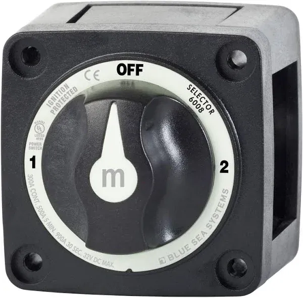 300A 6008200 M-Series Selector 3 Position Battery Switch - Black