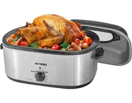 Electric Roaster Oven Stainless Steel 22 Quart with Lid Cooker Turkey Kitchen US