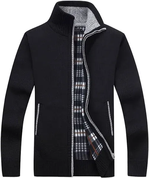 Men's Slim Fit Shawl Collar Cable Knit Cardigan with Pockets