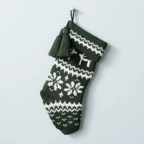 Hearth & Hand with Magnolia Reindeer & Snowflake Knit Tassel Stocking