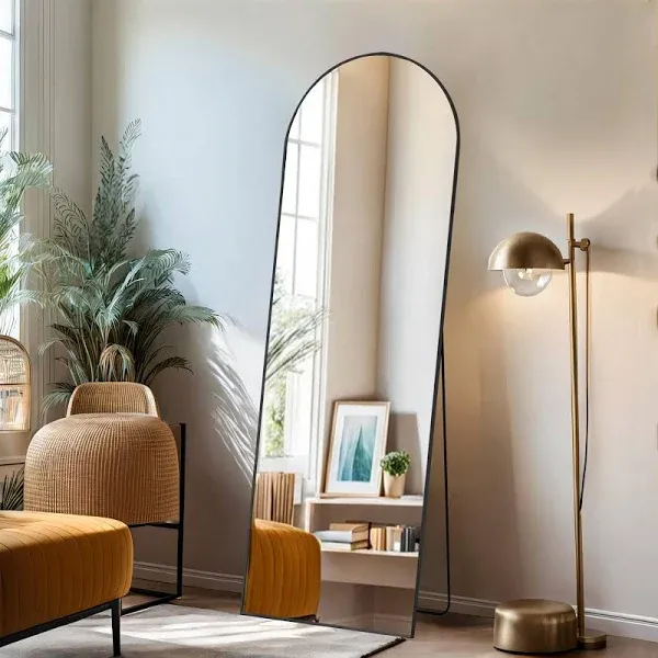 Zibbizo Arched Mirror Full Length Body Wall Mirrors with Shatter-Proof Glass, Floor Standing, Hanging or Leaning