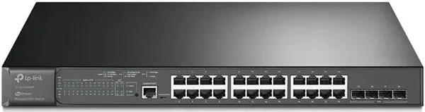 TP-Link JetStream 28-Port Gigabit L2 Managed Switch with 24-Port PoE+ - 24 Ports - Manageable - 2 Layer Supported - Modular - 4 SFP Slots - 463.80 W Power Consumption - 384 W PoE Budget - Optical Fibe