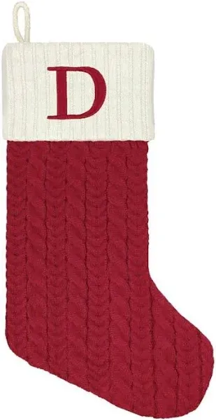 St. Nicholas Square Large 21″ Red Knit Monogram Stocking Fast Free Shipping NWT