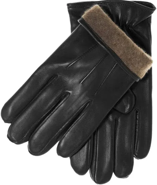 Winter Gloves Giovanni Black for Men - Lambskin Leather Gloves with cashmere lining - color Black