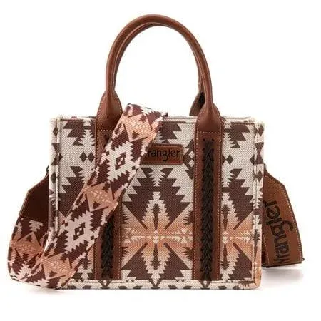 Wrangler Southwestern Print Small Canvas Crossbody Tote