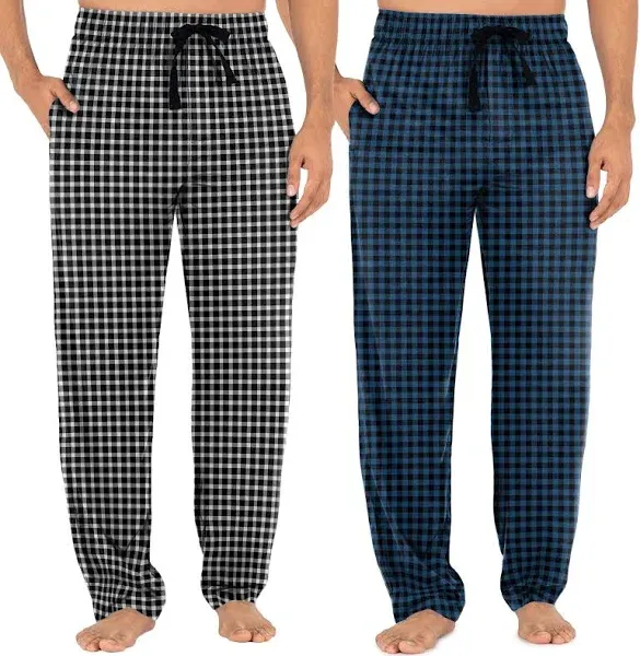 Fruit of the Loom Men&#039;s Woven Sleep Pajama Pant, Blue Plaid/White, X-Large