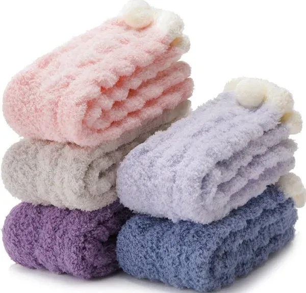 EBMORE Fuzzy Fluffy Cozy Socks For Women Winter Warm Slipper Socks Comfy Cabin Plush Sleep Home Soft Valentines Day Christmas Gifts Stocking Stuffers