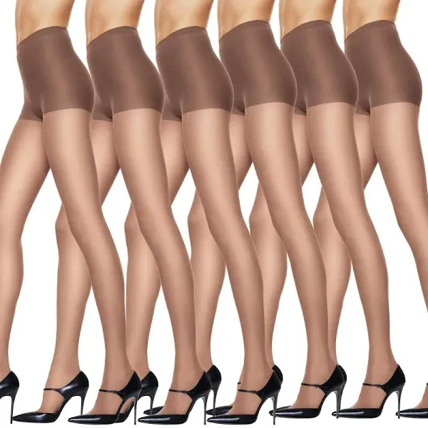 6 Hanes Silk Reflections Silky Sheer Barely There Control Top Pantyhose EF 718