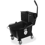 Dryser 26 Quart Commercial Mop Bucket with Side Press Wringer, Black