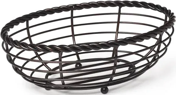 Gourmet Basics by Mikasa Rope Metal Oval Bread Basket, Black, 11&#034;x7&#034;X4&#034;