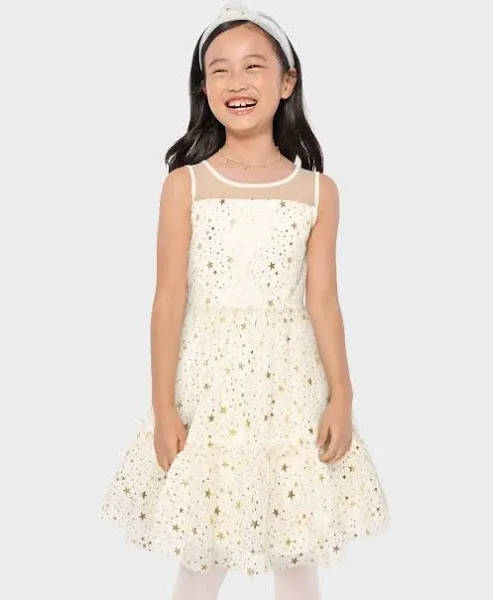 Children&#x27;s Place Foil Star Mesh Ruffle Dress